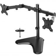 Dual Monitor Stand, Free Standing Height Adjustable Two Arm Monitor Mount for Two 13 to 32 inch LCD Screens with Swivel and Tilt, 17.6lbs per Arm, Include Grommet Kit by HUANUO