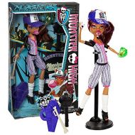 MH Monster High Year 2013 Ghoul Sports Series 10 Inch Doll - Daughter of The Werewolf CLAWDEEN Wolf BJR12 with Baseball Hat, Bat, Gloves & Case Plus Hairbrush and Doll Stand