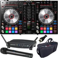 Pioneer DDJ-SR2 Controller with Audio-Technica ATW-1102 Wireless Microphone and Accessories