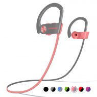 LETSCOM Bluetooth Headphones IPX7 Waterproof, Wireless Sport Earphones, HiFi Bass Stereo Sweatproof Earbuds W/Mic, Noise Cancelling Headset for Workout, Running, Gym, 8 Hours Play