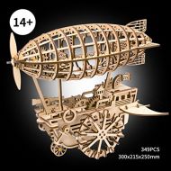 ROKR Air Vehicle: Mechanical Gears Moving Wooden 3D Airship Puzzle Model: Age 1