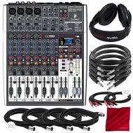 Photo Savings Behringer XENYX X1204USB 12-Input USB Audio Mixer with Effects and Dynamic Microphone, Closed-Back Headphones, Deluxe Bundle