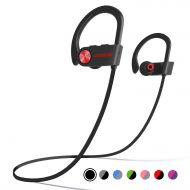 LETSCOM Bluetooth Headphones IPX7 Waterproof, Wireless Sport Earphones, HiFi Bass Stereo Sweatproof Earbuds w/Mic, Noise Cancelling Headset for Workout, Running, Gym, 8 Hours Play