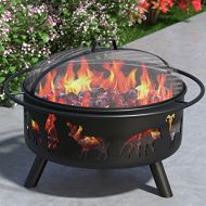 Regal Flame Wild Life 23” Portable Outdoor Fireplace Fire Pit Ring For Backyard Patio Fire, RV, Patio Heater, Stove, Camping, Bonfire, Picnic, Firebowl No Propane, Includes Safety Mesh Cover,