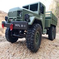 Alician Kids Outdoor 2.4G Remote Control Military Truck Toys 6 Wheel Drive Off-Road Climbing RC Car Toy Model Military Green car with Color Box