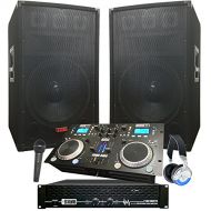 Adkins Professional Audio Complete Dj System - 2100 WATTS - Connect your Laptop, iPod, USB, MP3s or Cds! 12 Speakers, Amp, Mixer/Cd Player, Mic, Headphones.