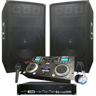 Adkins Professional Audio Rock The House DJ System - 4100 WATT DJ System - Connect your Laptop, iPod, USB, MP3s or Cds! 15 Speakers, Amp, Mixer/Cd Player, Mic, Headphones.