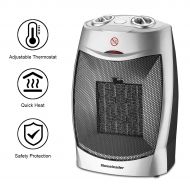 Homeleader Ceramic Space Heater for Home and Office, Portable Electric Heater with Adjustable Thermoststs, 750W/1500W NSB-200C3B