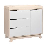 Babyletto Hudson 3-Drawer Changer Dresser with Removable Changing Tray, Washed Natural / White