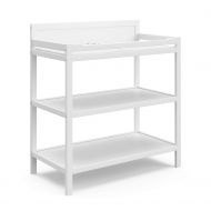 StorkCraft Storkcraft Alpine Changing Table with Water-Resistant Change Pad and Safety Strap, White, Multi Storage Nursery Changing Table for Infants or Babies, White, 00524-221