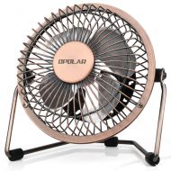 OPOLAR 4 Inch USB Small Desk Fan, Ultra-Quiet Design, with 360 Rotation, 3.8 ft Cable, Portable Cooling for Home & Office,Brown