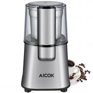 Coffee Grinder Electric AICOK Nut & Spice Grinder with Large Capacity Detachable Stainless Steel Bowl, Silver