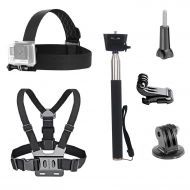 VVHOOY 3 in 1 Universal Waterproof Action Camera Accessories Bundle Kit - Head Strap Mount/Chest Harness/Selfie stick Compatible with Gopro Hero 7 6 5/AKASO EK7000/APEMAN/ODRVM/Cro