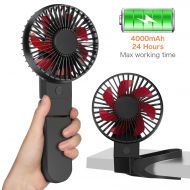 COMLIFE Foldable Handheld Fan, Portable Desk Clip On Mini Fan, 4000mAh Rechargeable Battery, 4 Speeds, 360°Rotation, Ultra-Quiet, Powerful Personal Fan for Stroller, Travel, Camping, Outdo