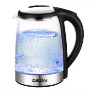 Dezin Electric Kettle Glass Water Warmer, 304 Stainless Steel Cordless Tea Kettle 1.8L with Fast Boil, Auto Shut-Off and Boil Dry Protection Tech for Coffee, Tea, Beverage