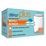 Dekor Plus Diaper Pail Biodegradable Refills | 4 Count | Most Economical Refill System | Quick and Simple to Replace | No Preset Bag Size  Use Only What You Need | Exclusive End-o