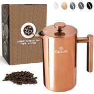OPUX Premium Stainless Steel French Press, Double Wall Coffee Maker | Thermal Insulated Press Pot | 34 fl oz/1 Liter, Dishwasher Safe, Extra Filters (Copper)