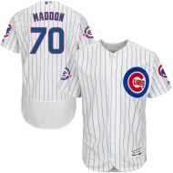 Men's Chicago Cubs Joe Maddon Majestic Home WhiteRoyal Flex Base Authentic Collection Jersey with 100 Years at Wrigley Field Commemorative Patch