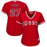 Women's Los Angeles Angels Mike Trout Majestic Alternate Scarlet Plus Size Cool Base Player Jersey