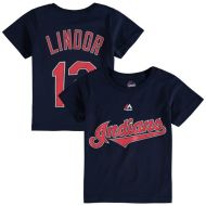 Toddler Cleveland Indians Francisco Lindor Majestic Navy Player Name and Number T-Shirt