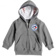 Infant Toronto Blue Jays Soft as a Grape Heathered Gray Baseball Print Full-Zip Hoodie
