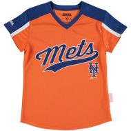 Girls Youth New York Mets Stitches OrangeRoyal V-Neck Jersey T-Shirt