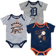 Newborn & Infant Detroit Tigers Majestic GrayNavyWhite Home Run 3-Pack Bodysuit Set