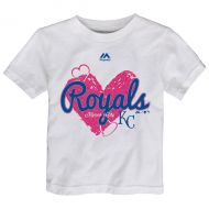Girls Toddler Kansas City Royals Majestic White Triple Heart T-Shirt