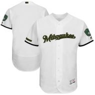 Men's Milwaukee Brewers Majestic White 2017 Memorial Day Authentic Collection Flex Base Team Jersey