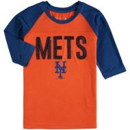 5th & Ocean by New Era Girls Youth New York Mets New Era Orange/Royal Crew Neck Raglan 3/4-Sleeve T-Shirt