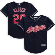 Youth Cleveland Indians Corey Kluber Majestic Navy Alternate Cool Base Replica Player Jersey