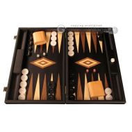 Manopoulos Black Wood Backgammon Set - Black Field - Large Wooden Board