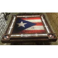 Toys & Hobbies Vintage PR Flag Domino Table with PR Skull Cup Holders by Domino Tables by Art