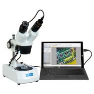 OMAX 20X-40X-80X Student Cordless Dual LED Lights Stereo Microscope+1.3