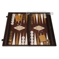 Manopoulos 19" Wood Backgammon Set - Wenge with Brown Leatherette Field | Board Game