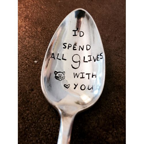  SweetThymeDesign Stamped Silver Spoon, Valentines Day, Gift For Cat Lover, Stamped Silver, Coffee Spoon, Cat Lover, Cat Person, Coffee Spoon, Crazy Cat Lady