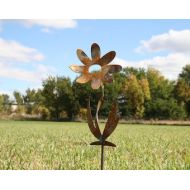 81MetalArt Twisted Metal Flower Stake, 9.5 tall, garden gift, rustic flowers, outdoor flower, flower yard stake, flower garden stake, garden art