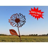 /81MetalArt Rusty Metal Daisy, Metal Flower Stake, rustic flower, set of flowers, outdoor flower stake, gift for her, flower garden, garden gift idea