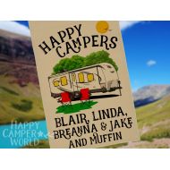 HappyCamperWorld Happy Campers Personalized Travel Trailer Garden Flag, Campsite Flag, RV Gift, RV Camp Sign, Custom Campsite Flag
