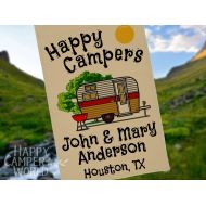 HappyCamperWorld Personalized Camping Flag, Travel Trailer Sign, Happy Campers Flag, RV Camping Sign, Custom Camper Flag, Vintage Camper Decor, Camp Decor