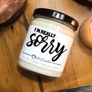 /AtoZCandles Sorry Im Really Sorry Apology Gift Im Sorry Gift for Her Gift for Him Gift for Friend Customized Candle Personalized Candle Sympathy Gift