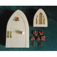 EleganceInWoodShop Fairy Door and window kit, Opening Fairy Door, Paint your own fairy door, DIY fairy door, Project for kids