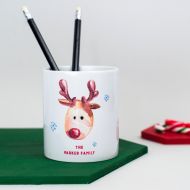 /XOXOgiftsuk Personalised Christmas Desk Tidy | Christmas Ornament | Happy Holidays | Reindeer Pen Pot | Family Gift | XOXO | Desk Tidy | Personalised
