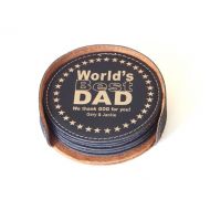 GreatDecorativeCross Personalized Leather Coasters Gift for Dad - Birthday Gifts - Fathers Day Gift from Kids - Daughter, CAS015
