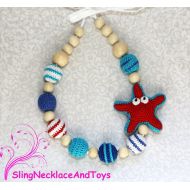 SlingNecklaceAndToys Sea necklace Starfish necklace Teething necklace Nursing necklace for Mommy Breastfeeding Baby necklace Nursing Teether Teething toy