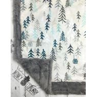 TheDesignerMinkyCo Forest Blanket - Solitude Blanket - Minky Baby Blanket - Designer Minky - Grey