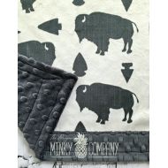 TheDesignerMinkyCo Buffalo Baby Blanket - Designer Buffalo/Arrow Head Minky - Charcoal
