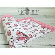 TheDesignerMinkyCo Flamingo Baby Blanket - Designer Minky Pink Flamingo - Pink
