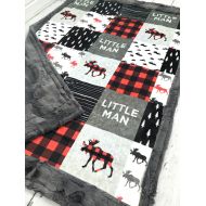 /TheDesignerMinkyCo Little Man Minky Blanket - Faux Quilt - Designer Minky - Grey