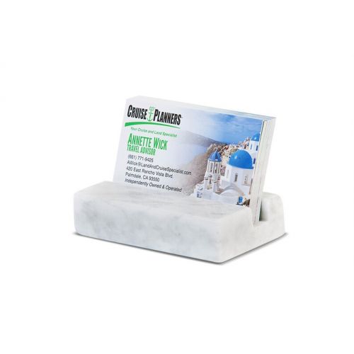  CraftsmanStoneworks Business Card Holder - White Carrara Marble - Office Desk Home, Recycled Marble, Business Gift